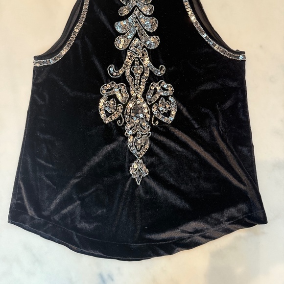 by Angie - Women’s Velvet high neck tank with Sequins & Beads, size L, hand wash - Picture 2 of 6